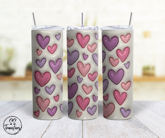 3D Inflated Hearts Sub Tumbler Transfer