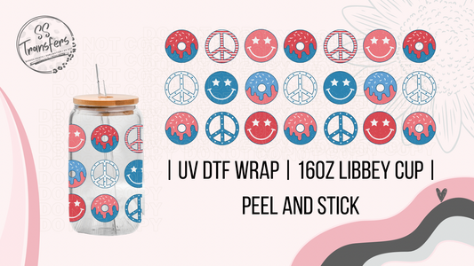 Patriotic Peace Signs and Smileys Libbey UV Wrap