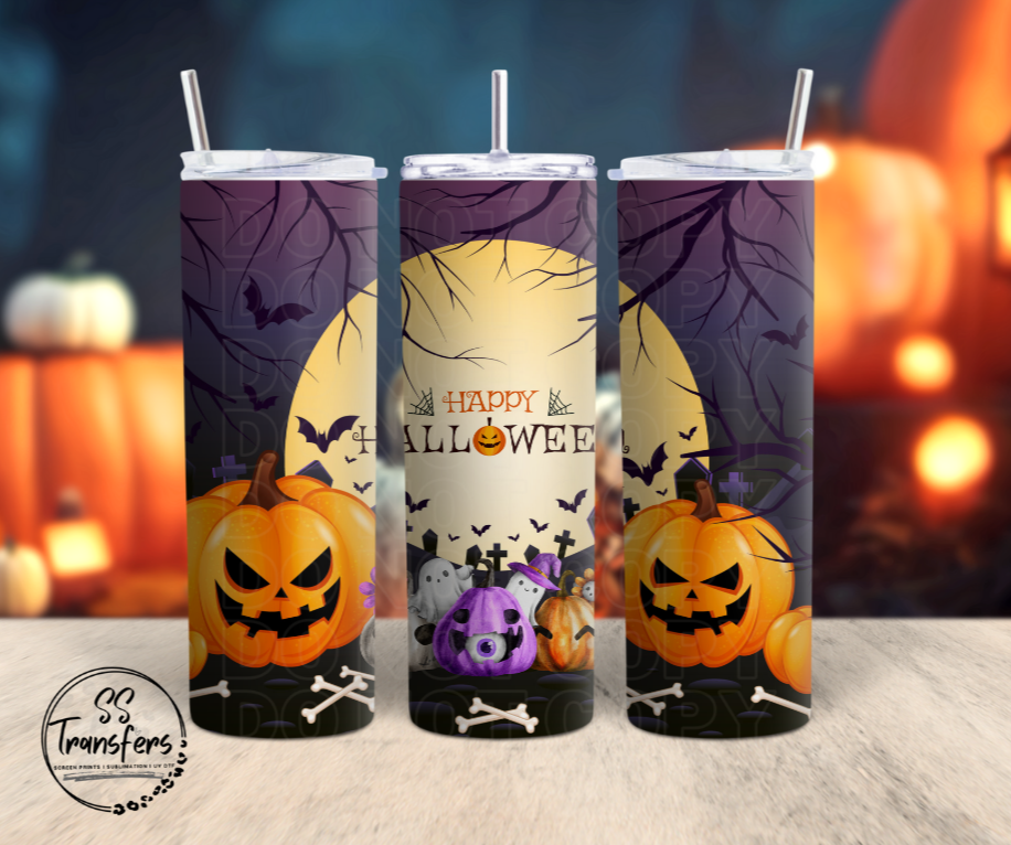 Happy Halloween Scene Sub Tumbler Transfer