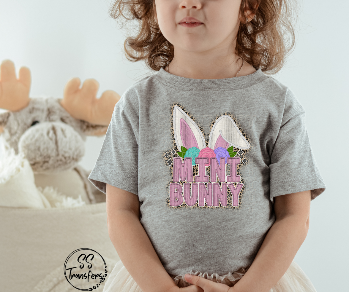 Mini, Baby Bunny Faux Embroidered DTF Transfer