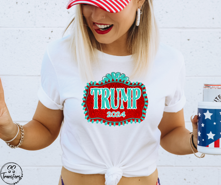 Turquoise Frame Trump 2024 DTF Transfer