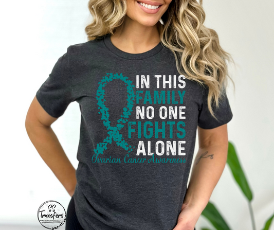 Teal Ribbon No One Fights Alone DTF Transfer