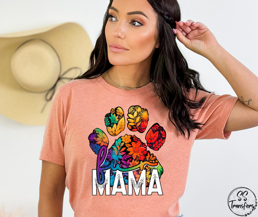 Mama Paw Print Floral DTF Transfer