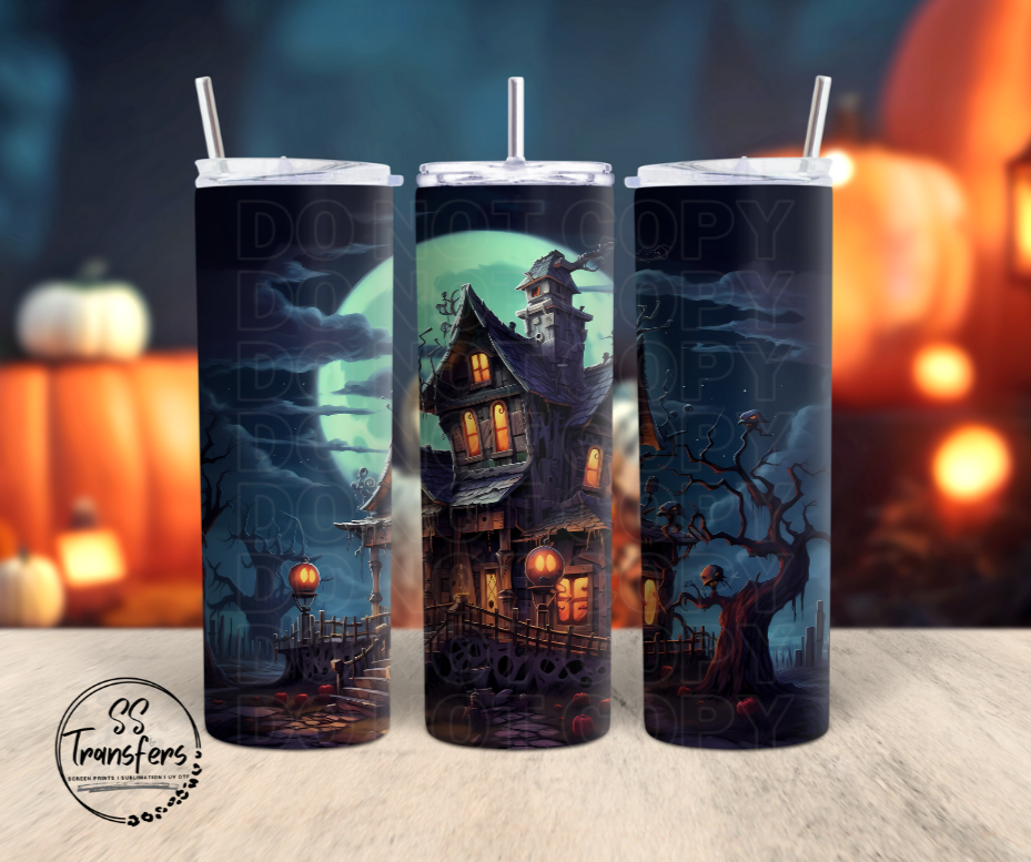 Haunted House at Night Sub Tumbler Transfer