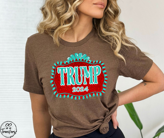 Turquoise Frame Trump 2024 DTF Transfer