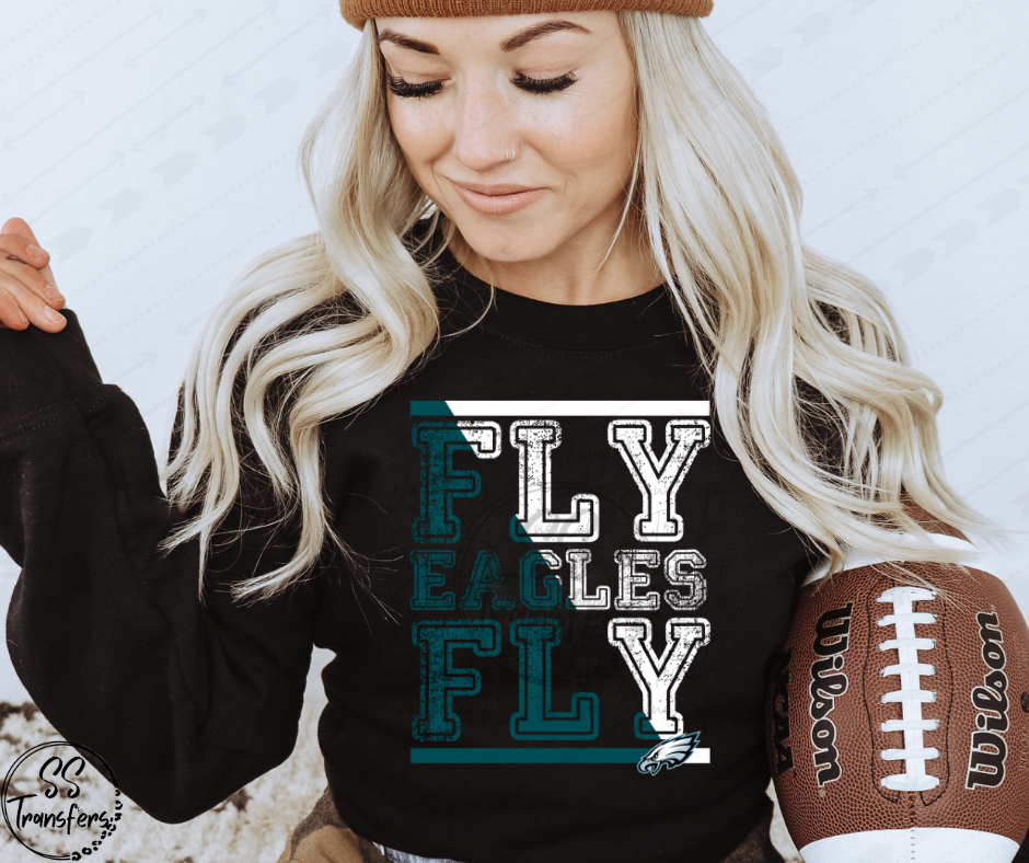 Fly Eagles Fly Distressed DTF Transfer