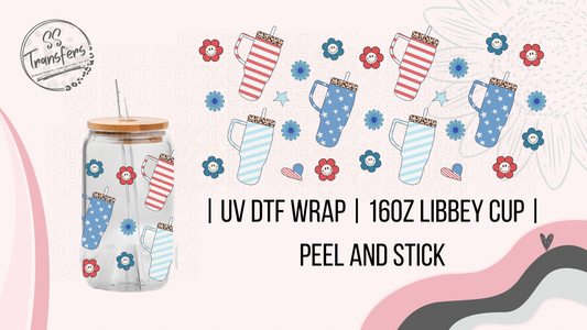 Patriotic Stars & Stripes Cups Libbey UV Wrap