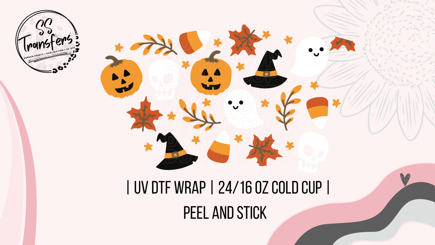 Witches Hat & Leaves Cold Cup UV Wrap