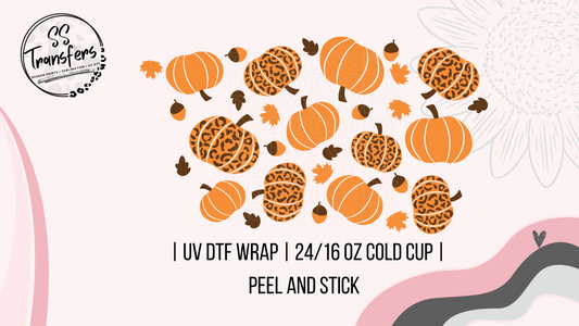 Leopard Print Pumpkins Cold Cup UV Wrap