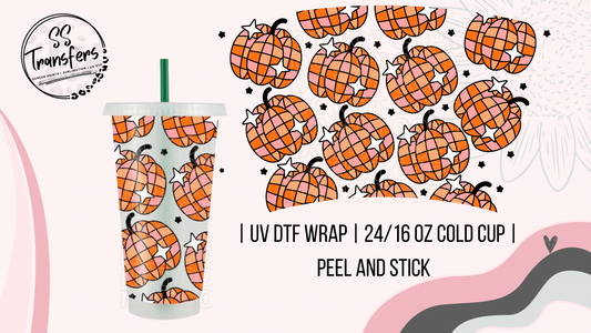 Pumpkin Disco Ball Cold Cup UV Wrap