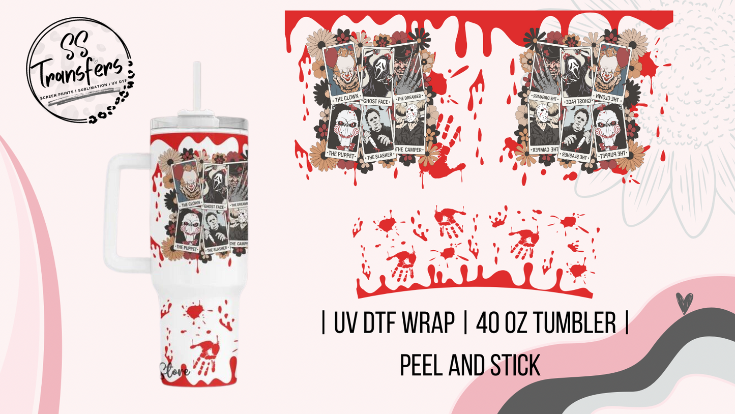 Floral Bloody Scary Guys 40oz UV Wrap