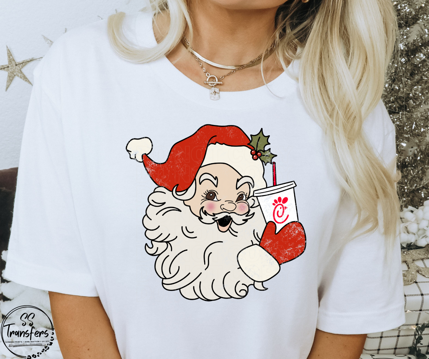 Santa and Drinks (Multiple Options) DTF Transfer