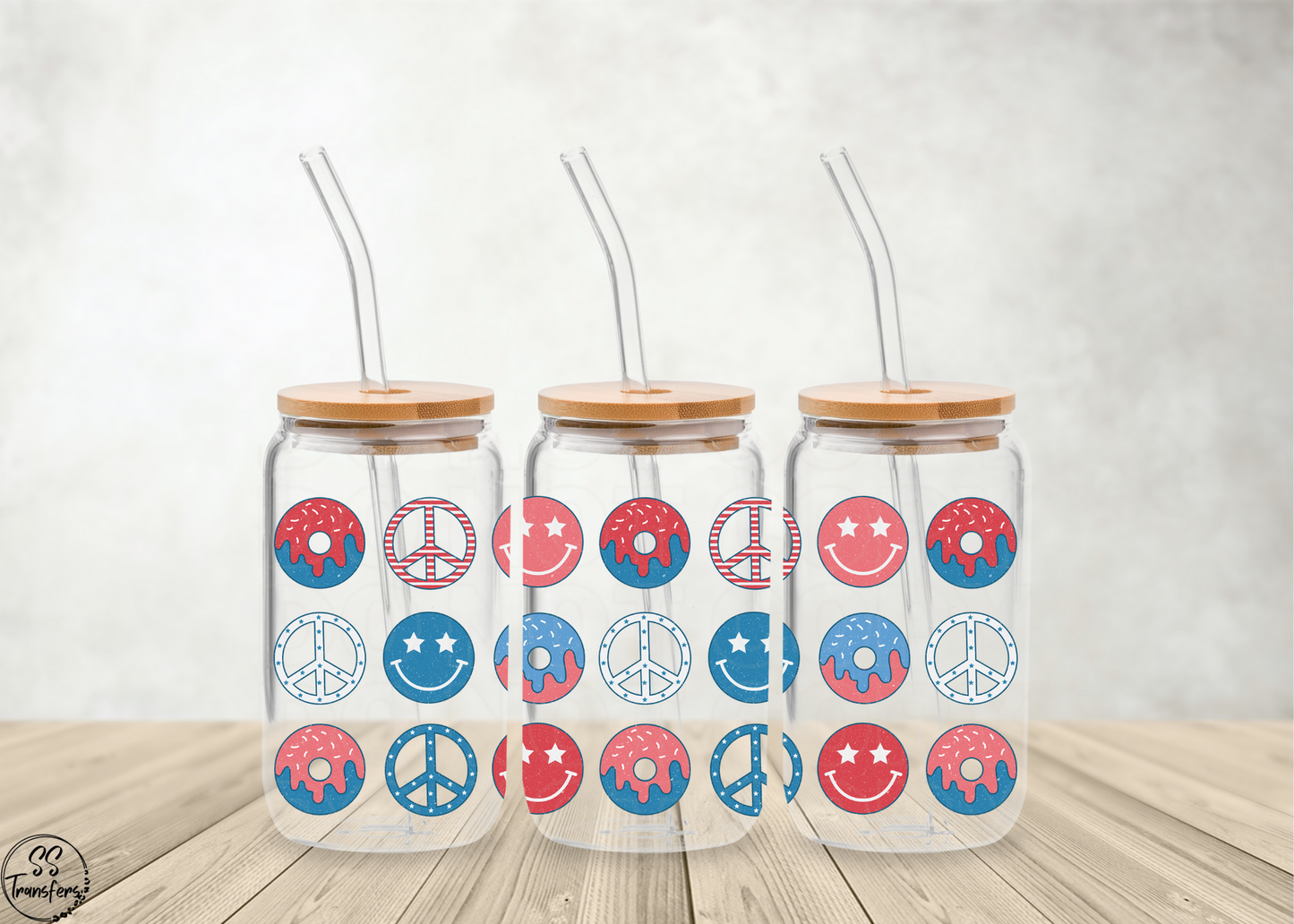 Patriotic Peace Signs and Smileys Libbey UV Wrap