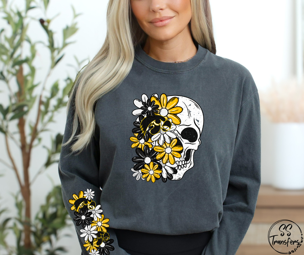 Floral Skull College Teams (w/ Sleeve Option) DTF Transfer