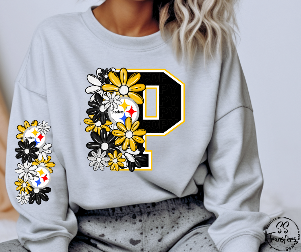 Floral Letter Pro+College Teams (w/ Sleeve Option) DTF Transfer