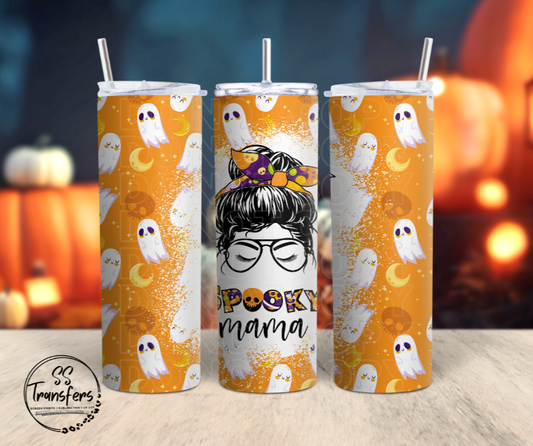 Spooky Mama Ghost Background Sub Tumbler Transfer