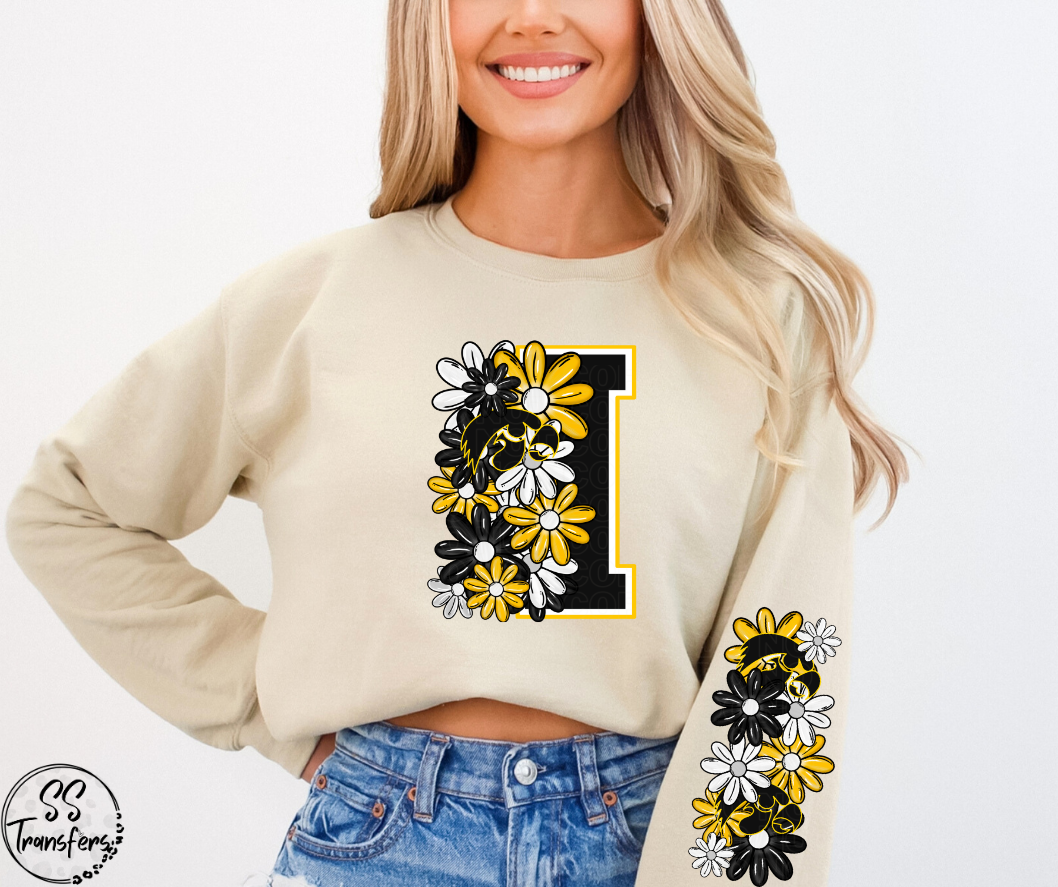 Floral Letter Pro+College Teams (w/ Sleeve Option) DTF Transfer