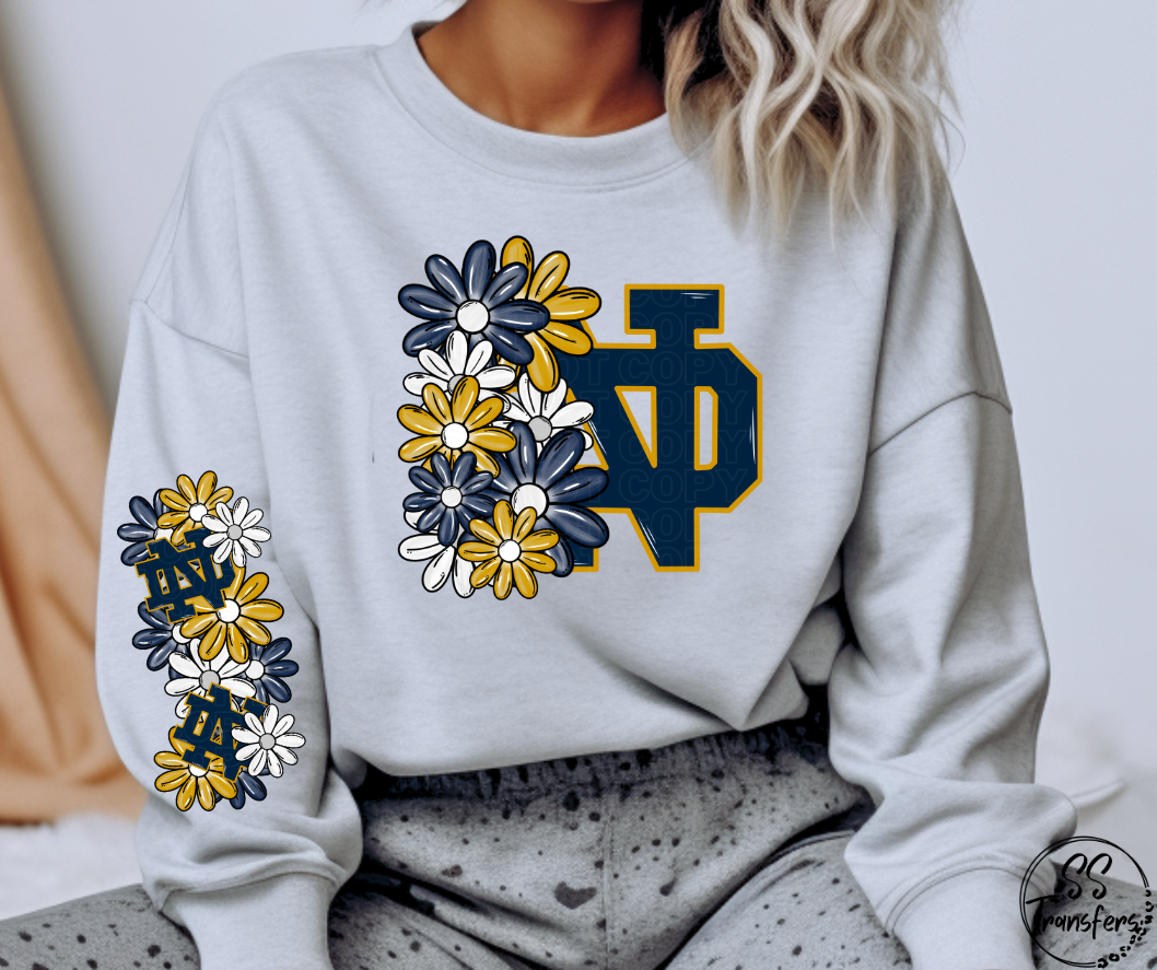 Floral Letter Pro+College Teams (w/ Sleeve Option) DTF Transfer