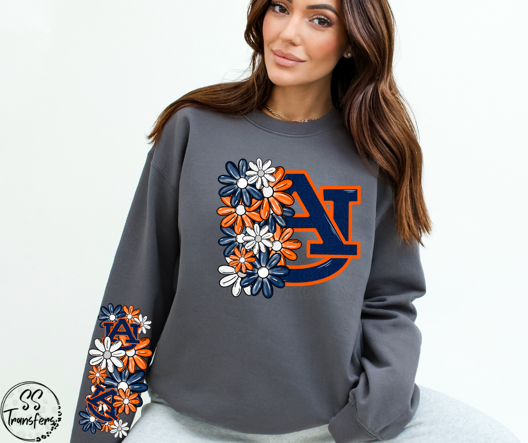 Floral Letter Pro+College Teams (w/ Sleeve Option) DTF Transfer