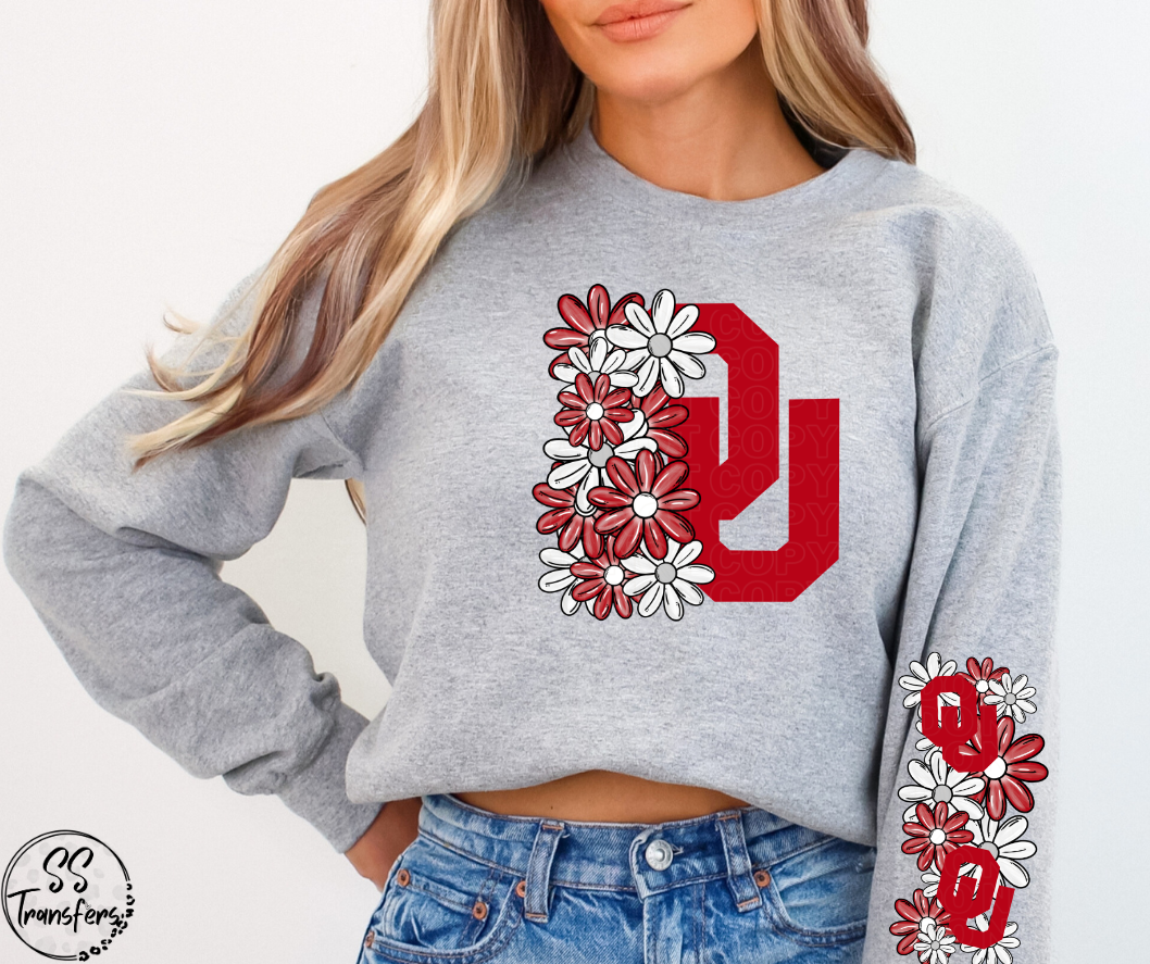 Floral Letter Pro+College Teams (w/ Sleeve Option) DTF Transfer