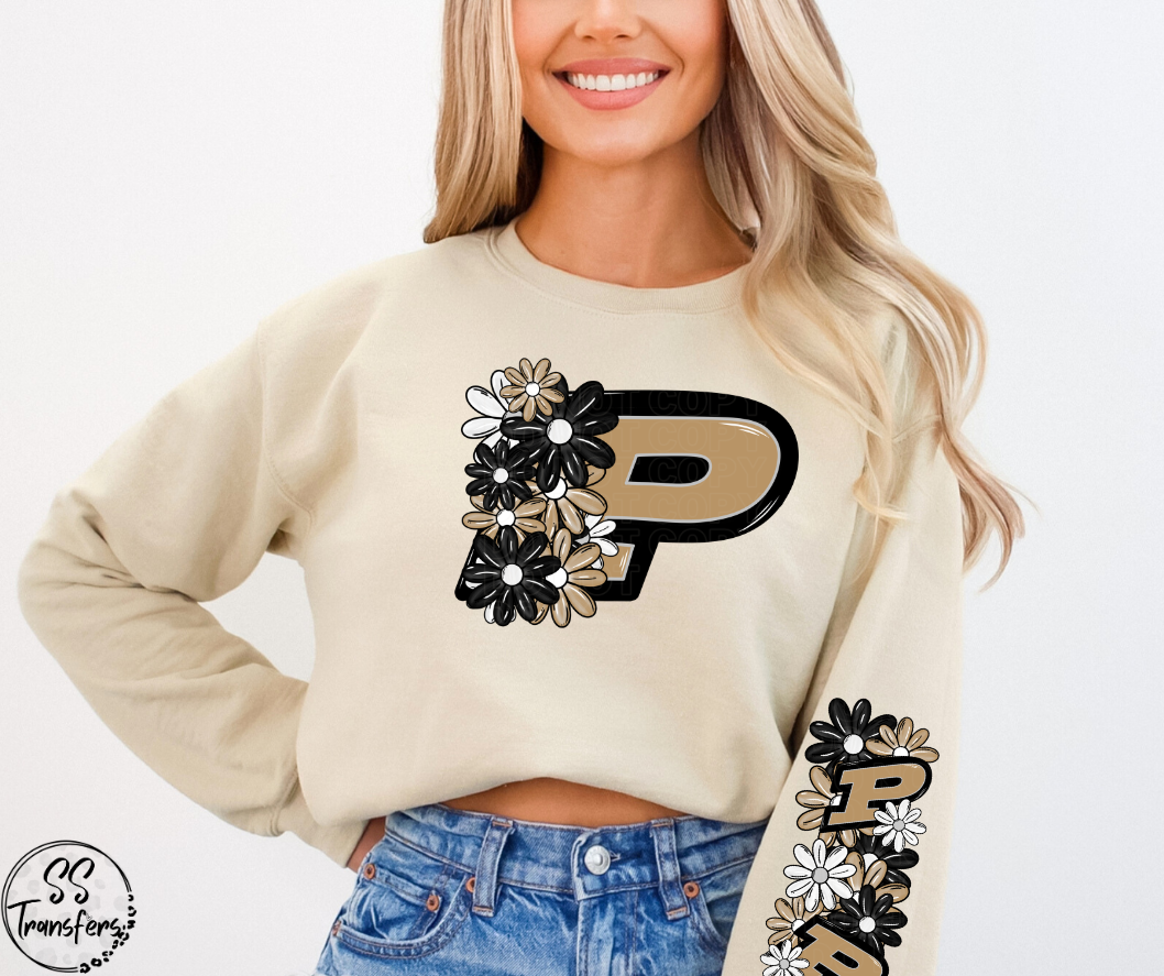 Floral Letter Pro+College Teams (w/ Sleeve Option) DTF Transfer