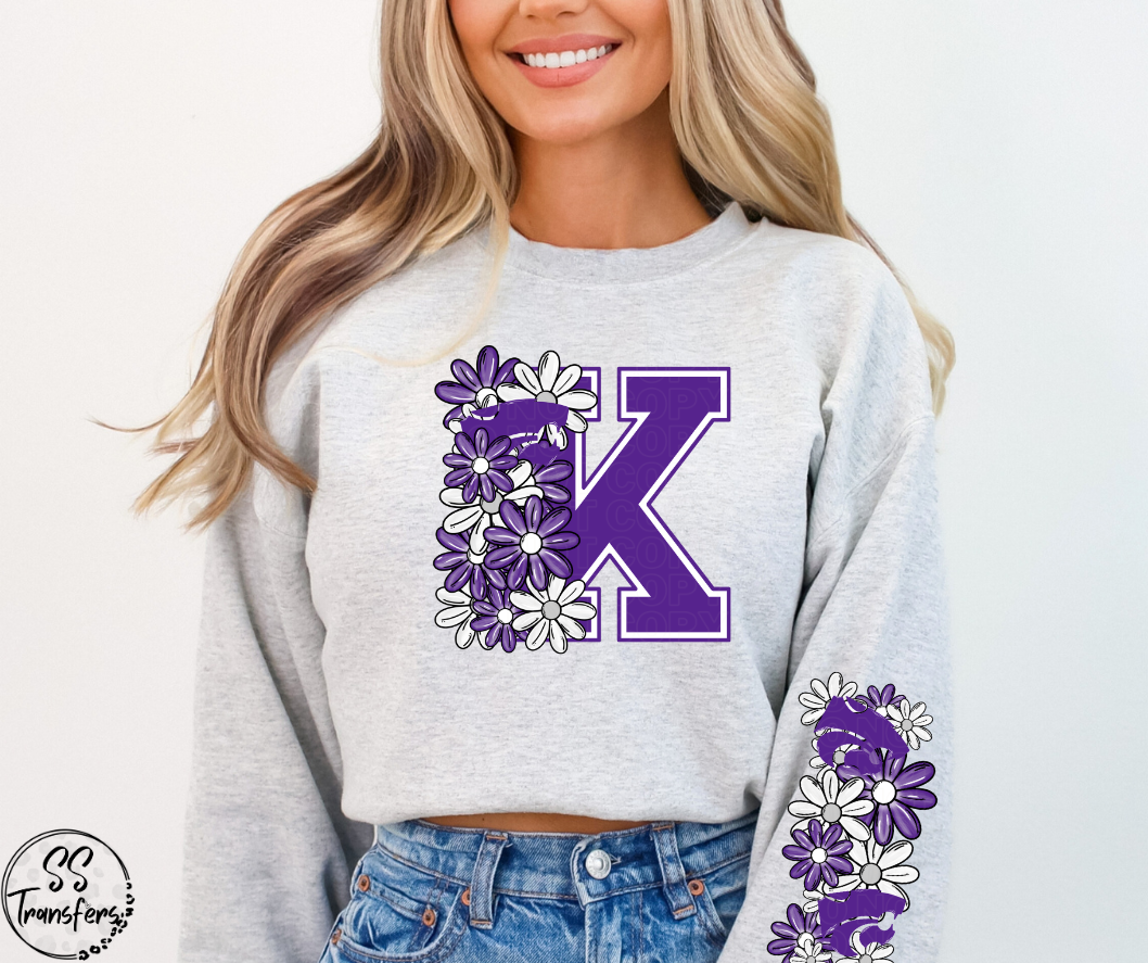 Floral Letter Pro+College Teams (w/ Sleeve Option) DTF Transfer