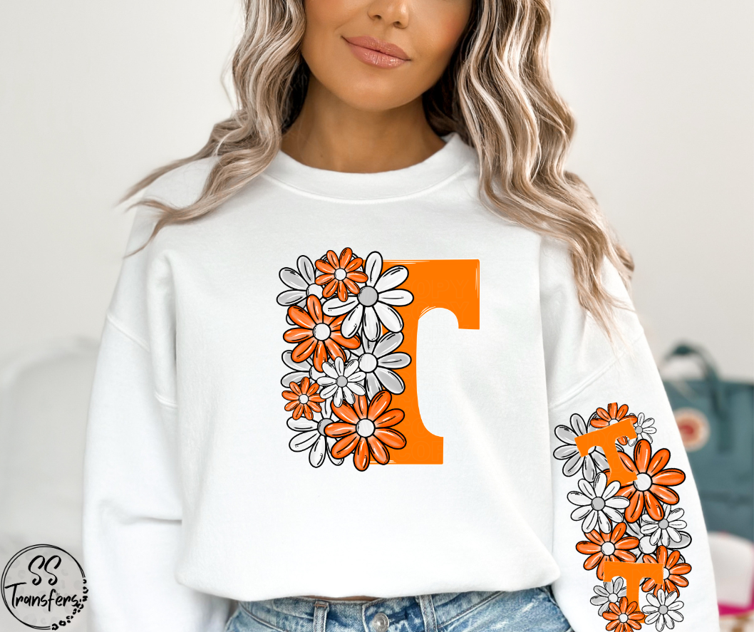 Floral Letter Pro+College Teams (w/ Sleeve Option) DTF Transfer