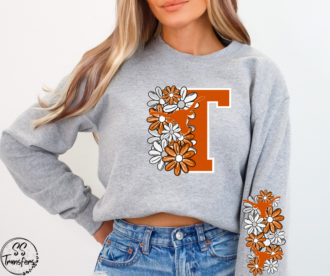 Floral Letter Pro+College Teams (w/ Sleeve Option) DTF Transfer