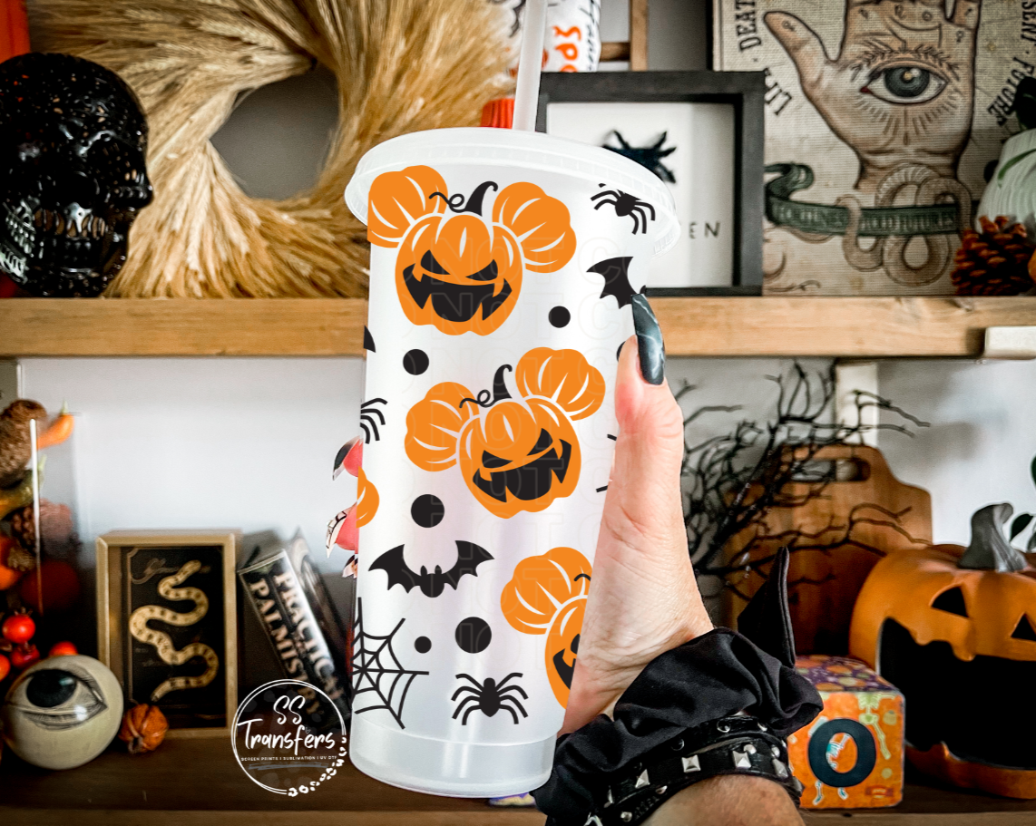 Pumpkin Mouse Ears & Spiders Cold Cup UV Wrap