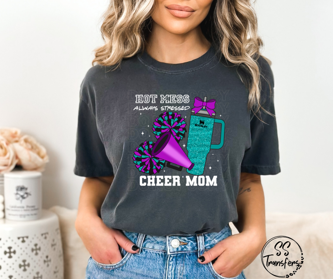 Hot Mess Cheer Mom (Multiple Color Combos) DTF Transfer