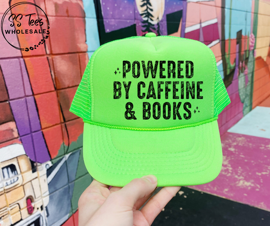 Powered By Caffeine and Books Hat DTF/Sub Transfer