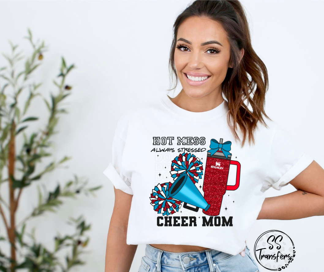 Hot Mess Cheer Mom (Multiple Color Combos) DTF Transfer