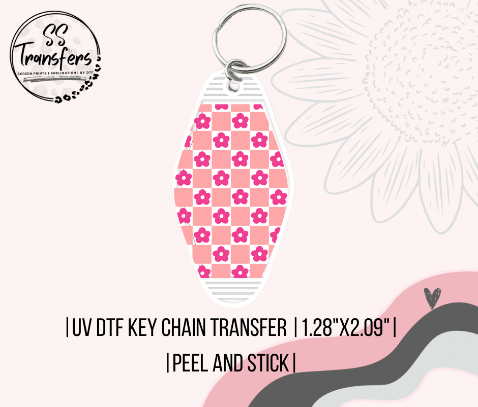 Full Pink Floral Motel UV Keychain