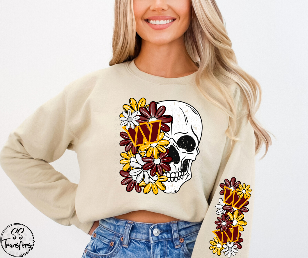 Floral Skull Pro Teams (w/ Sleeve Option) DTF Transfer