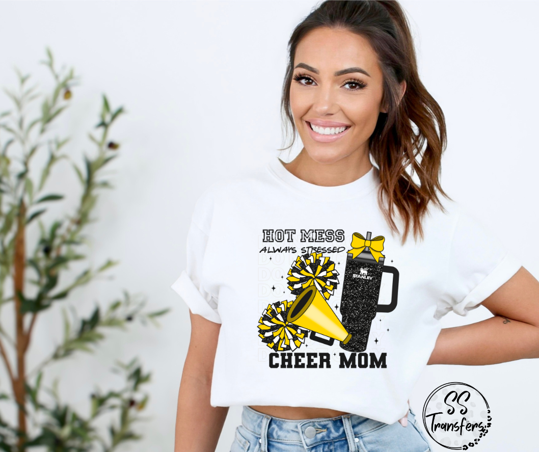 Hot Mess Cheer Mom (Multiple Color Combos) DTF Transfer