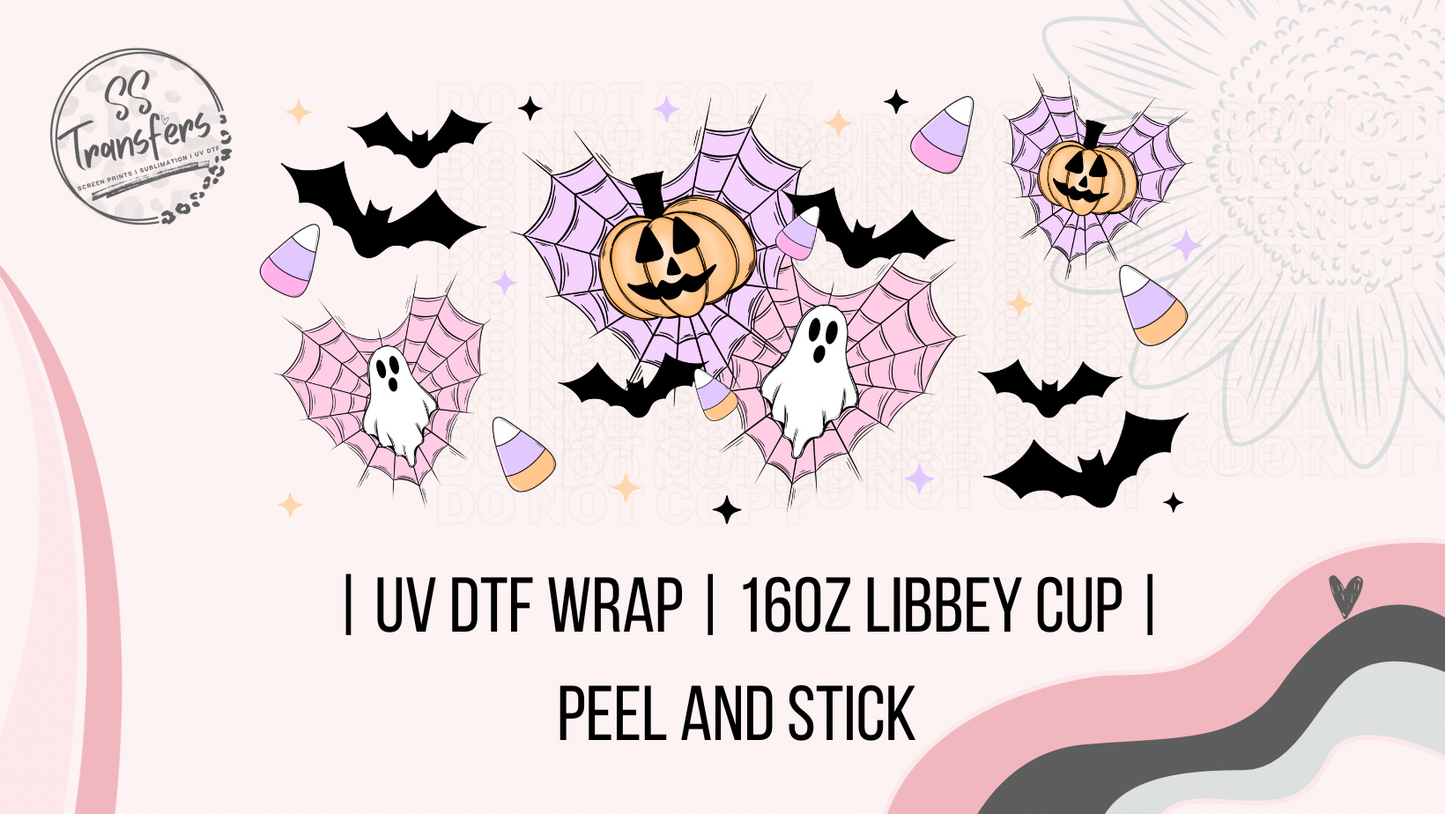 Ghost Pumpkin Hearts and Webs Libbey UV Wrap