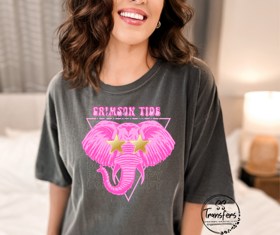 Pink Preppy Elephant DTF Transfer