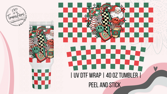 Retro Checkered Christmas 40oz UV Wrap