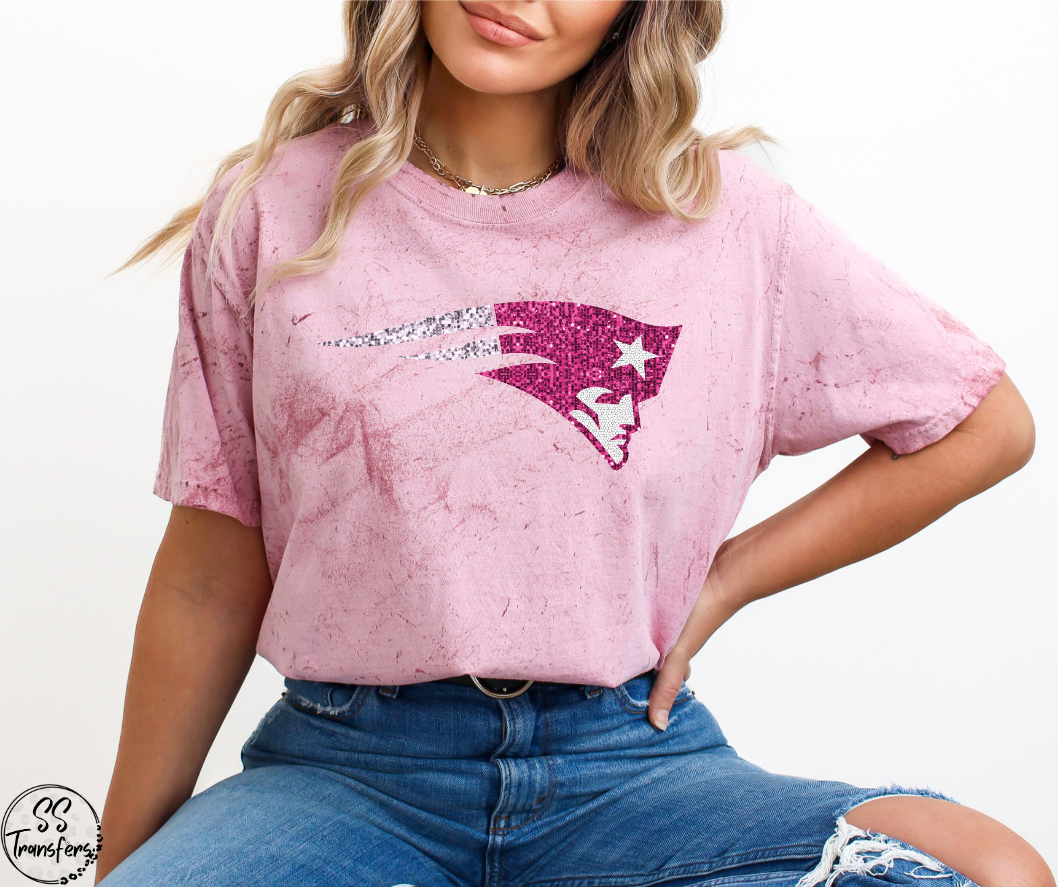 Faux Glitter Pink Football Pro Teams (All Pro Teams Avail) DTF Transfer