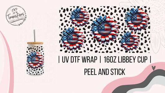 Patriotic Flowers and Dalmatian Print Libbey UV Wrap
