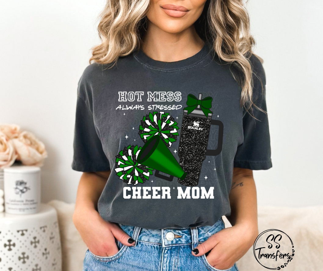 Hot Mess Cheer Mom (Multiple Color Combos) DTF Transfer