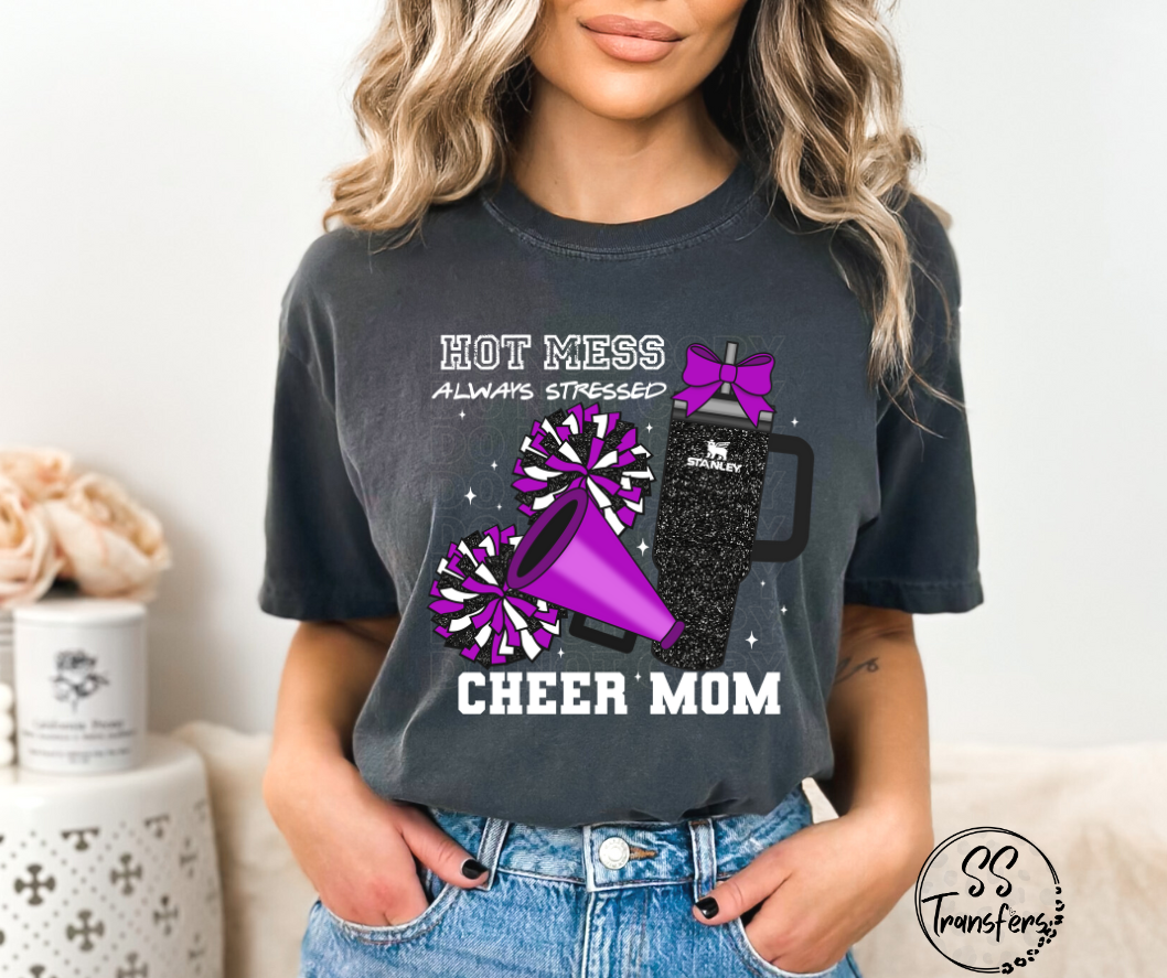 Hot Mess Cheer Mom (Multiple Color Combos) DTF Transfer