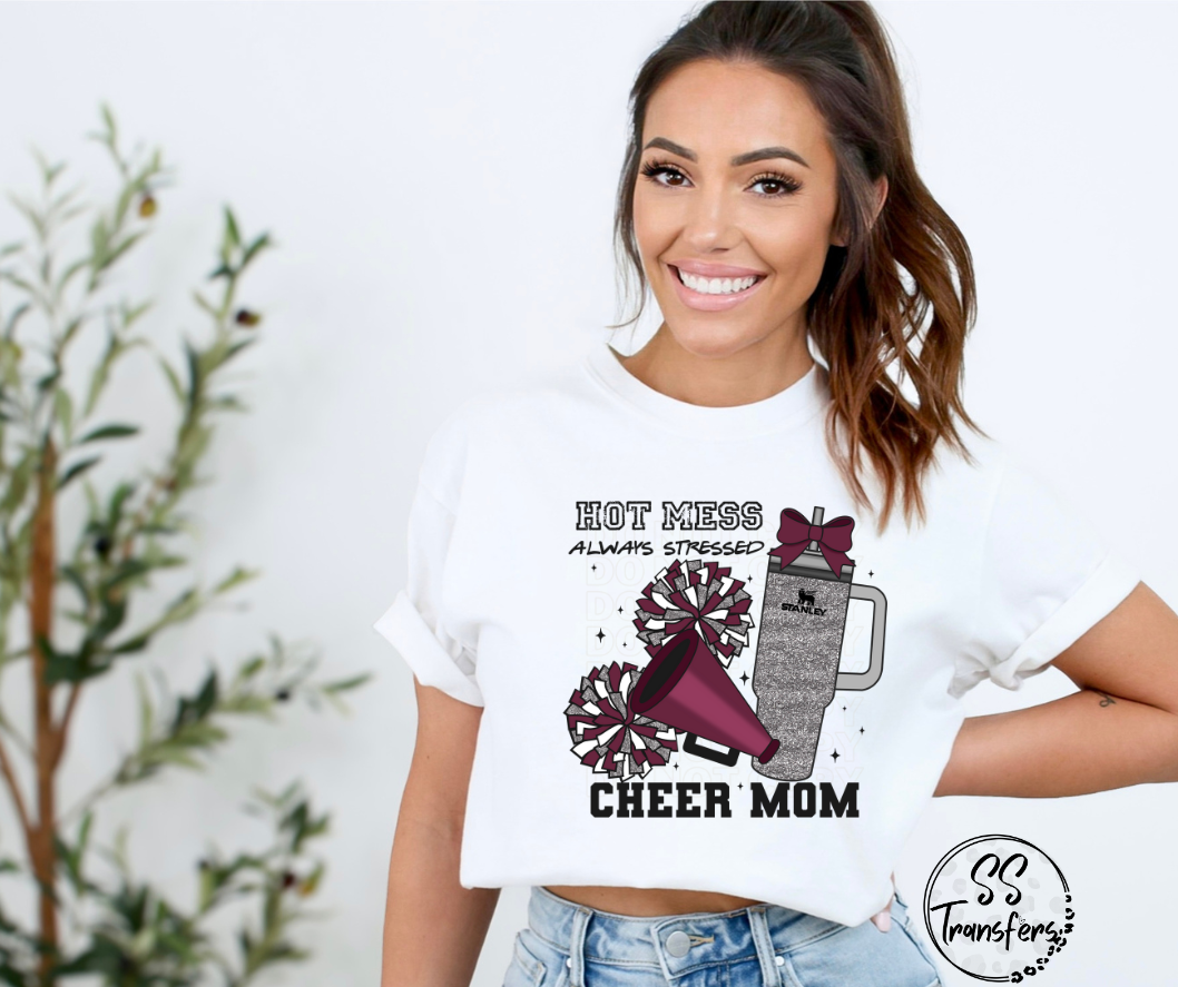 Hot Mess Cheer Mom (Multiple Color Combos) DTF Transfer