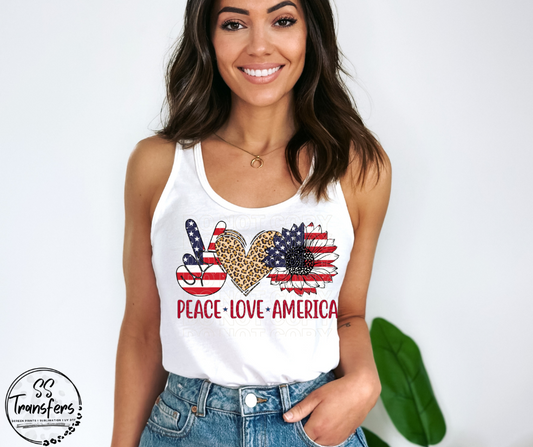 Peace, Love, America DTF Transfer