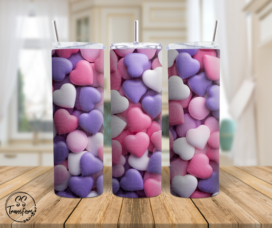 3D Inflated Candy Hearts Sub Tumbler Transfer