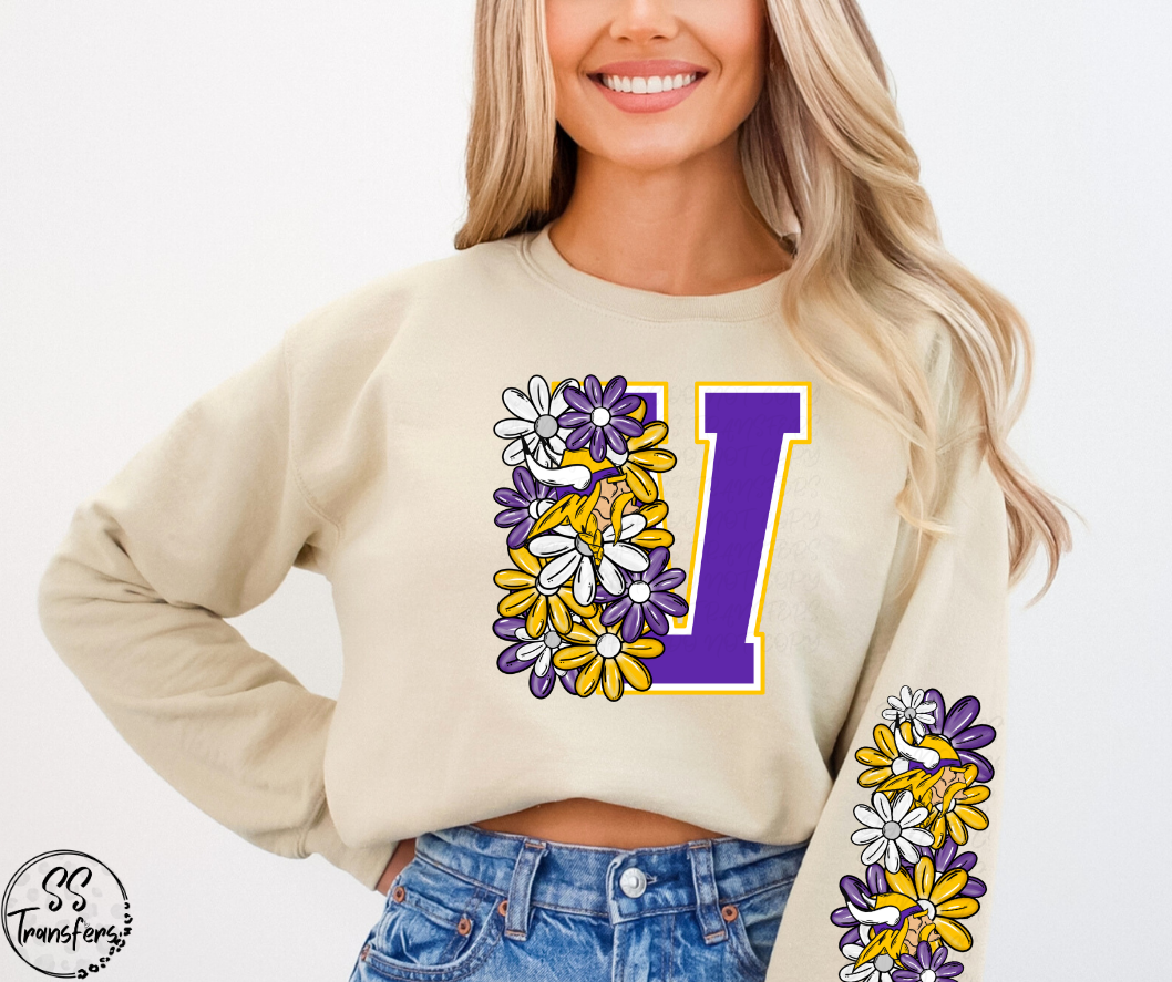 Floral Letter Pro+College Teams (w/ Sleeve Option) DTF Transfer