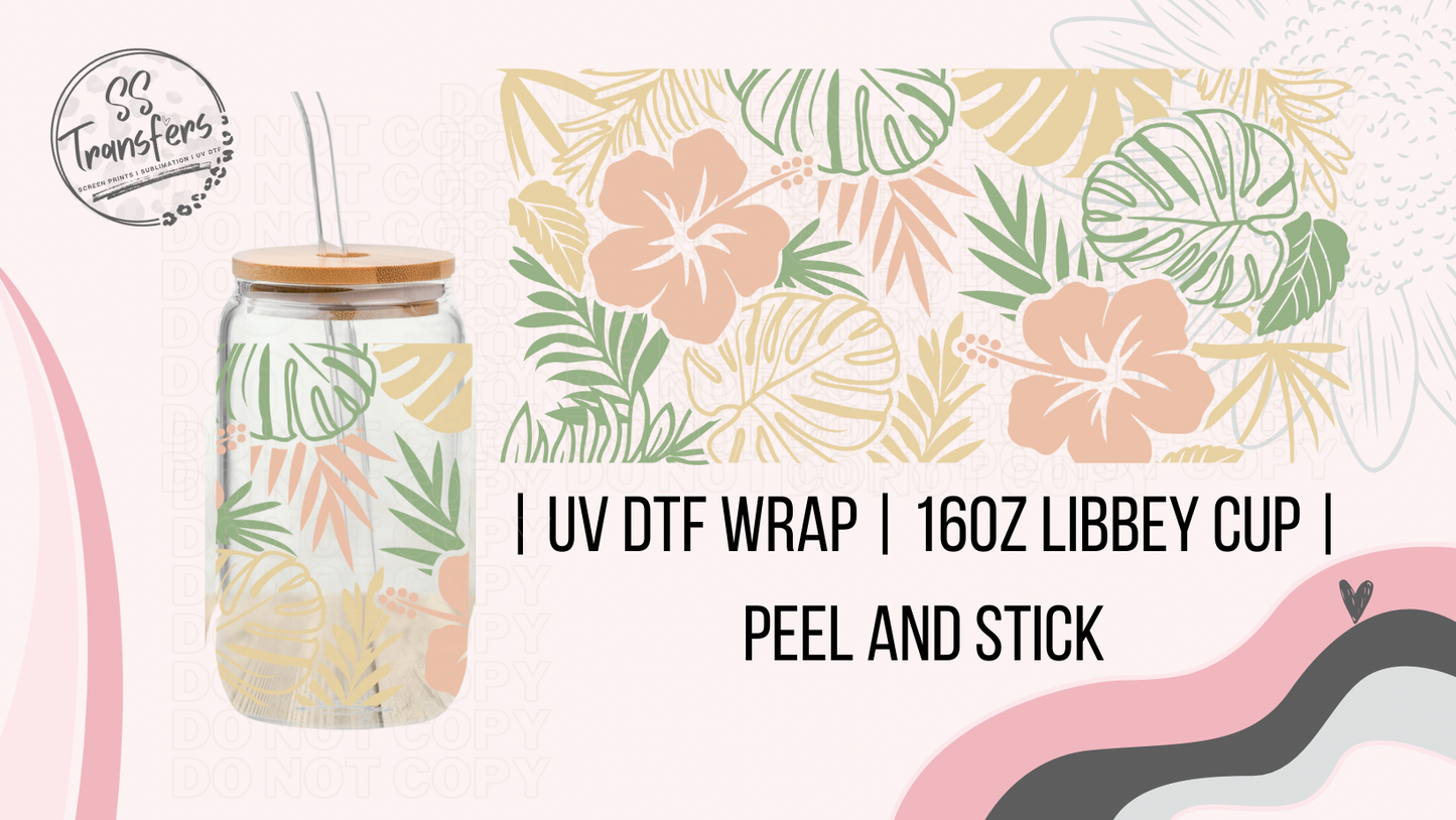 Hibiscus and Palms Libbey UV Wrap