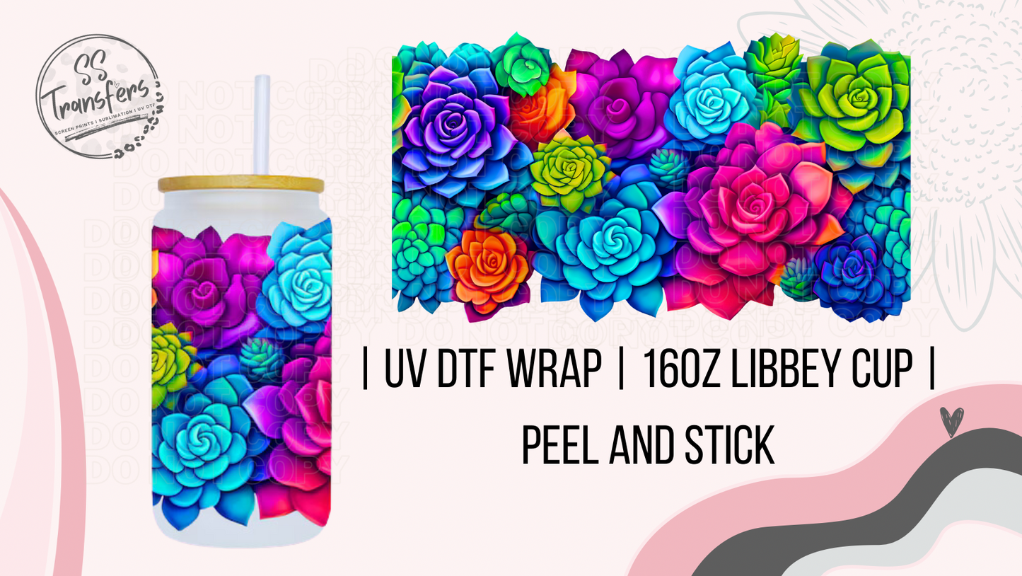 Colorful Succulents Libbey UV Wrap