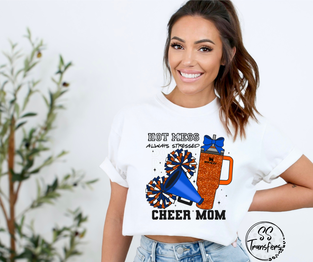 Hot Mess Cheer Mom (Multiple Color Combos) DTF Transfer