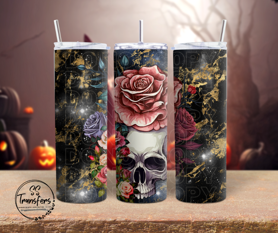 Scary Floral Skull Sub Tumbler Transfer